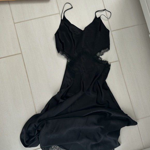 BLACK LACE CUT-OUT LONG SILK SLIP DRESS DANNIJO - Picture 5 of 6